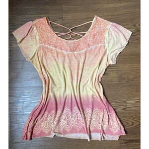 Y2K Fairy Sunset Top with Criss Cross Back Detailing Size L